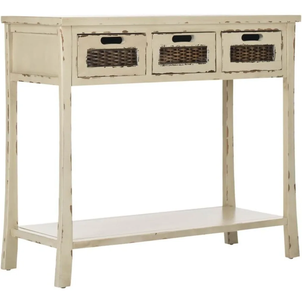 American Homes Collection Autumn Vintage Cream 3-Drawer Console Table