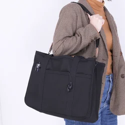 Retro Canvas Casual Tote Bags Large Capacity Versatile Crossbody Bags Multi-pocket Shopper Shoulder Bags Solid Commuter Handbags