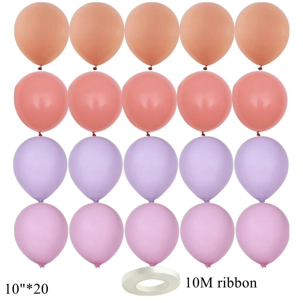 15/20PCS 10inch Vintage Balloon Set Retro Pink Peach Balloons for Wedding Anniversary Decorations Birthday DIY Party Supplies