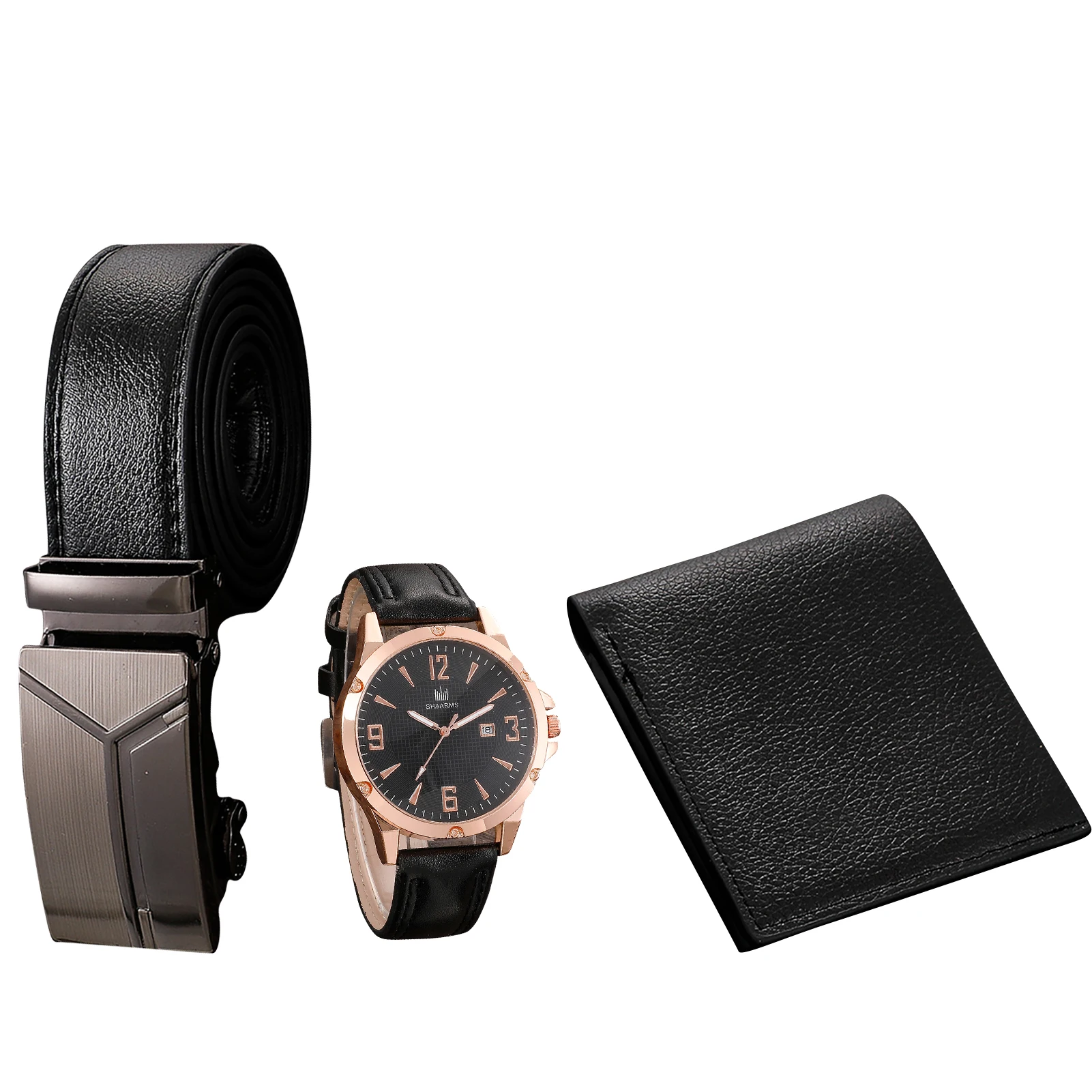 Men's Watch+Wallet+Belt Set Male's Gift For Father's Day Birthday Gift 3pcs/set