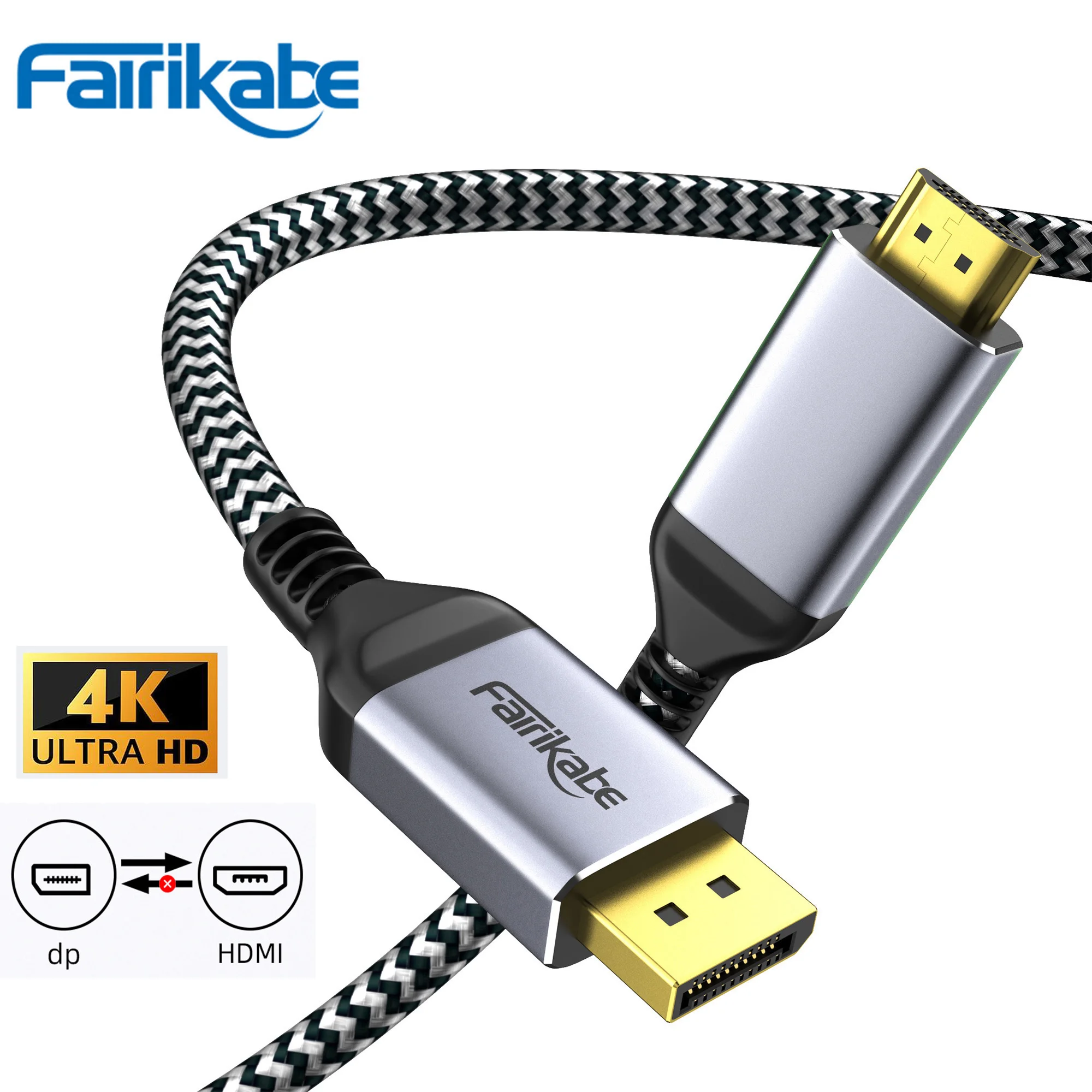 4K30HZ DisplayPort to HDMI Cable 120Hz Display Cable to HDMI Extend Displayer for Laptop to Monitor HDTV Desktop Projector