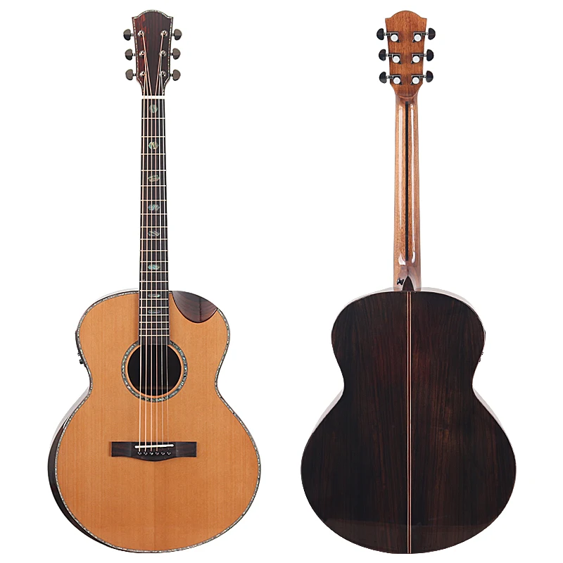 Professional 40inch Acoustic Guitar Electric 6 String High Grade Folk Guitar Solid Red Cedar Wood Top With Radian Corner