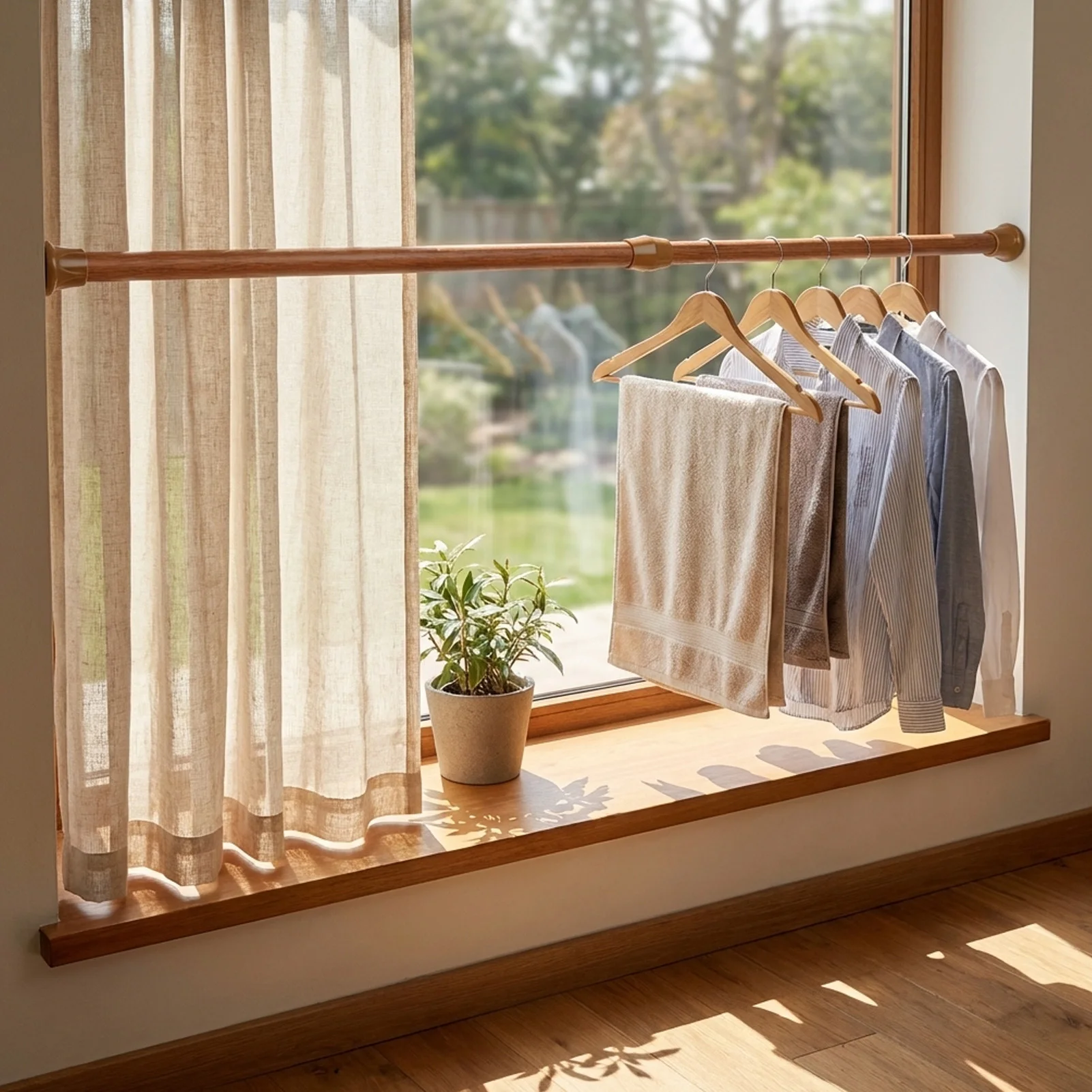 Sturdy Curtain Rod Adjustable Length for Bathroom Shower Bedroom Window Tension Pole White Painted No Drill Hanging Rail