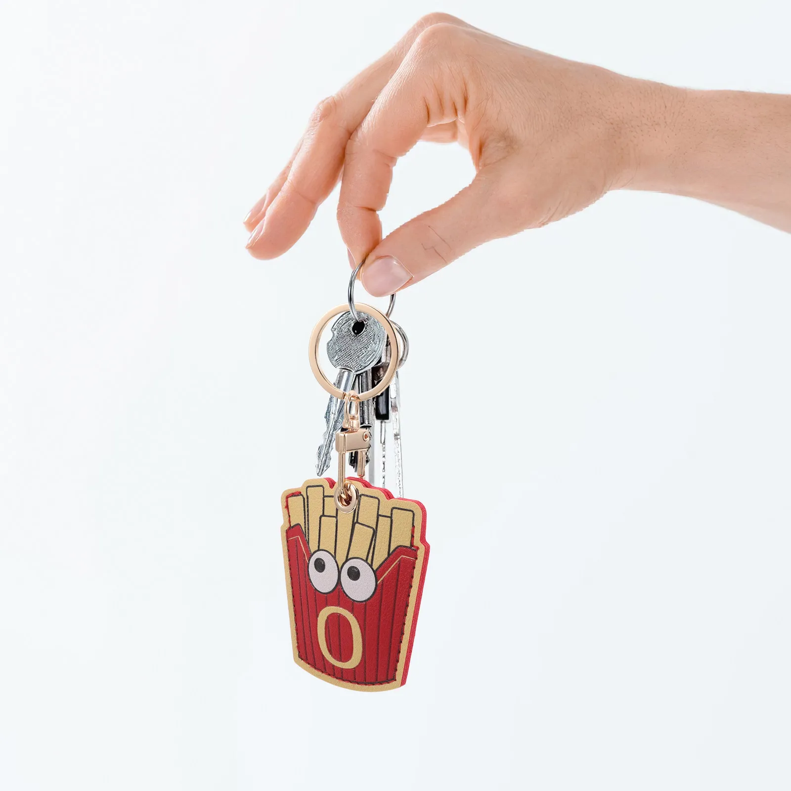 Mini Keychain Card Holder 2 Piece Cartoon Hamburger French Fries Bag Charms for Women Office Accessories