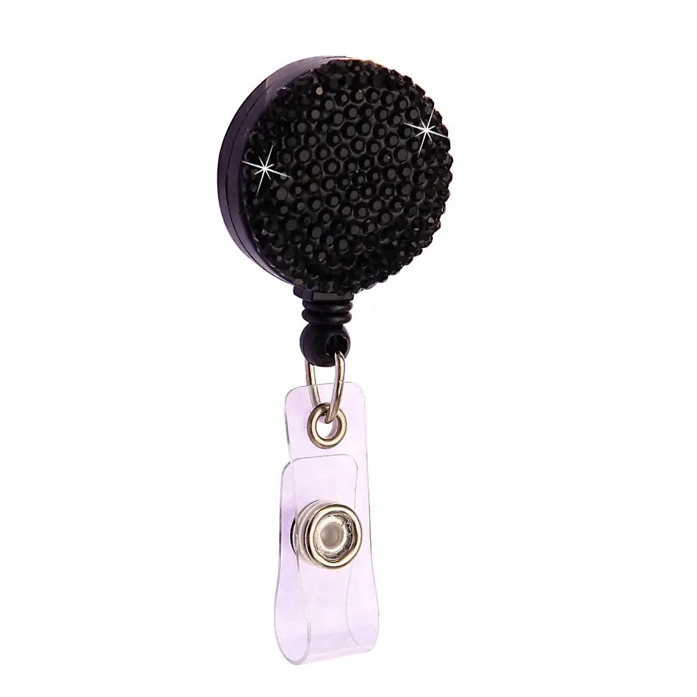 Rhinestone Nurse Badge Reel Chest Card Sparkle Retractable Badge Holder Crystal Badge Clip Easy Pull Buckle Doctor Hospital