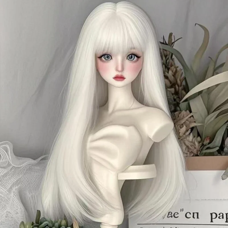 Puppenperücke für 60/45/30 cm Bjd-Puppe 1/3 1/4 1/6 langes glattes Haar mit Pony Spielzeug Dress Up Spielhaus Puppenzubehör, keine Puppe