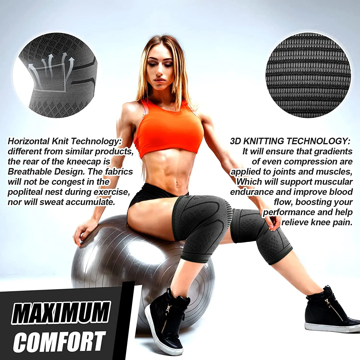 NEENCA 2 Pack Knee Brace Knee Compression Sleeve Support for Joint Pain Relief Arthritis ACL PCL Meniscus Tear Injury Recovery