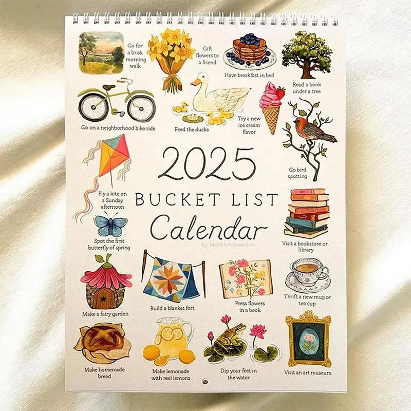 2025 Bucket Wishes List Calendar Planner Desk Pad Calendar Large Ruled Blocks Thick Paper Monthly Schedule Planner