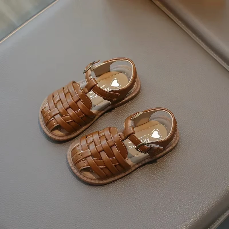 

WOOFOO Kids Sandals 2026 Summer Sandals for Boy Fashion Children Cut-Outs Beach Shoes Braided Style Causal Walking Flat Sandals