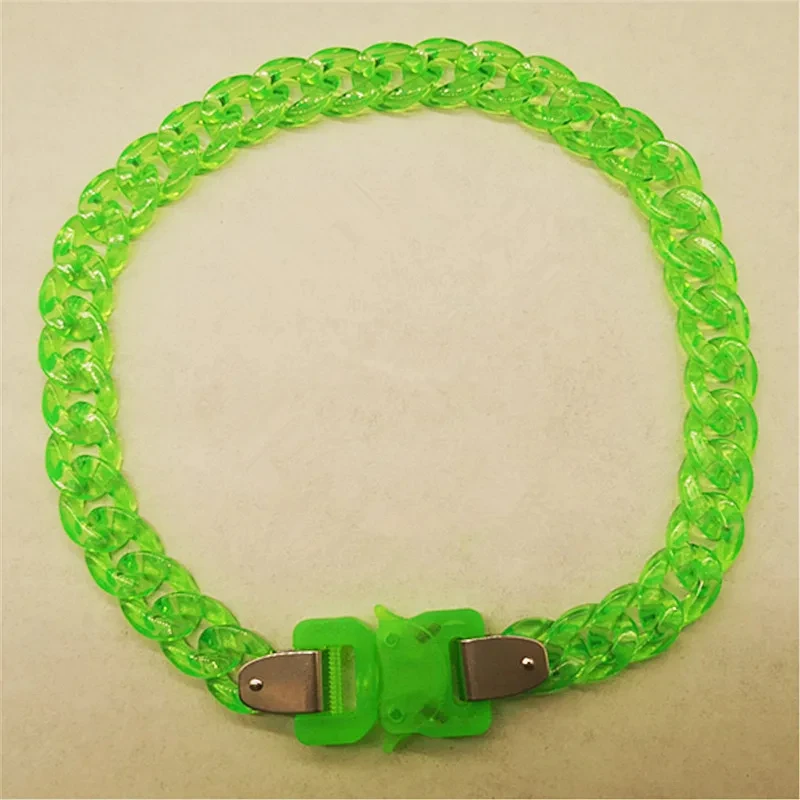 Neue matte transparente Acryl Kettens chloss Anhänger Halskette für Frauen Männer Rock Link Schnalle Choker Armband HipHop Party Schmuck – Detail 8