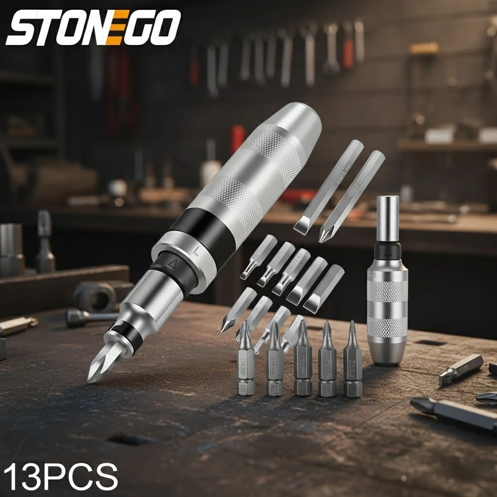 

13PC Crossbatch Impact Screwdriver Set Rusty Screw Remover Phillips Convertible Center Threading Tool