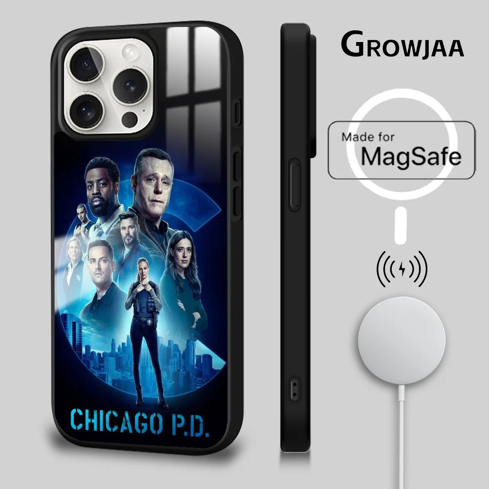 TV C-Chicago p-P.D Phone Case For iPhone 16 15 14 13 12 11 Pro Max Plus Mini Magsafe Mirror Wireless Magnetic Cover