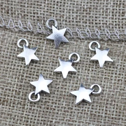 50 Pieces/lot  9x12mm Antique Silver Color Star Charms DIY Necklace Bracelet Pendant Handcraft Jewelry