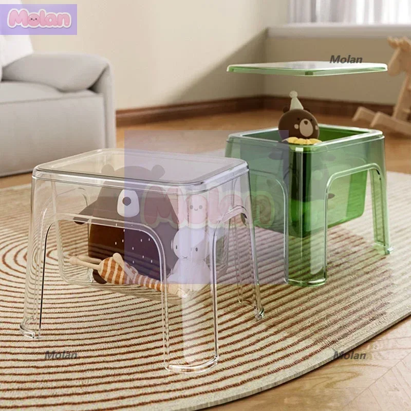 

Transparent Minimalist Foot Stool Designer Small Relax Unique Apartment Stool Cute Ergonomic Tabouret Space Saving Furniture