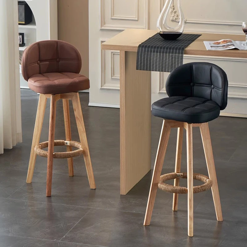 

Barstool Wooden Bar Chair Swivel High Minimalist Modern Lounge Bar Stool Cushions Base Cadeira Ergonomica Restaurant Furniture