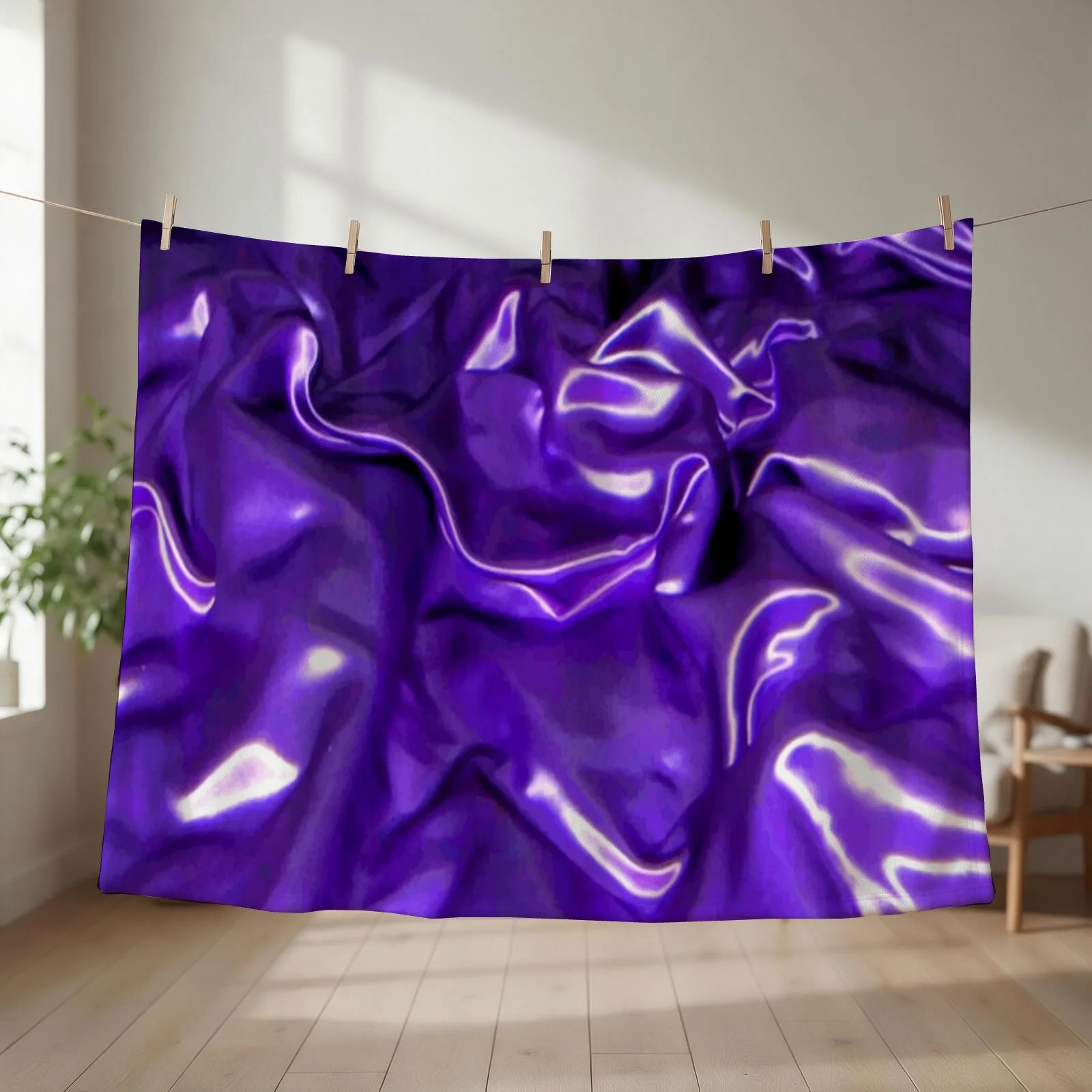 Ultra Violet Satin Material Throw Blanket blankets ands Soft heavy to sleep Single Blankets