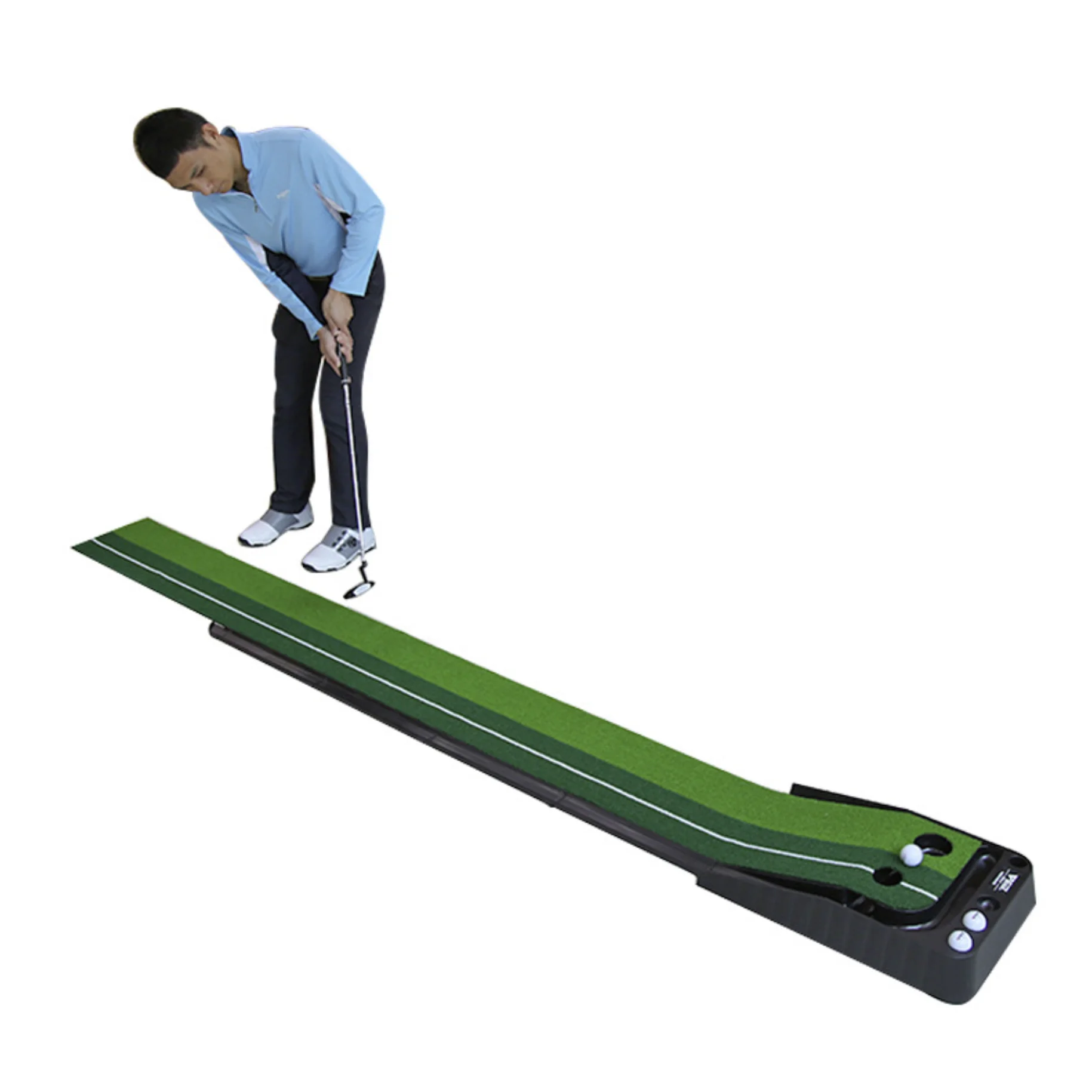 

Golf Putting Mat 2.5MAutomatic Ball Return Golf Putting Green, Great for Practice at Home Office Backya
