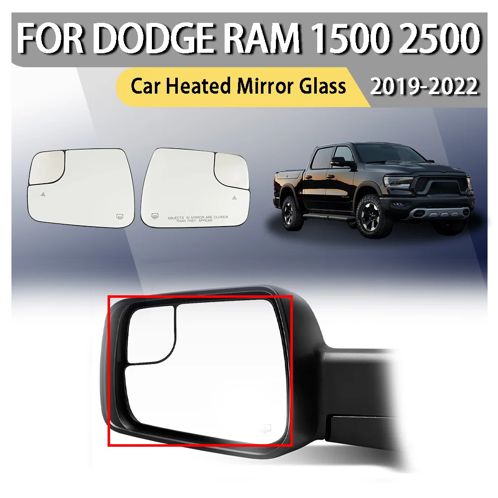 

Car Heated Mirror Glass 2 × Blind Spot + Heat Exterior Mirror Glass For Dodge Ram 1500 2500 19-22 Car Decoration Upgrade