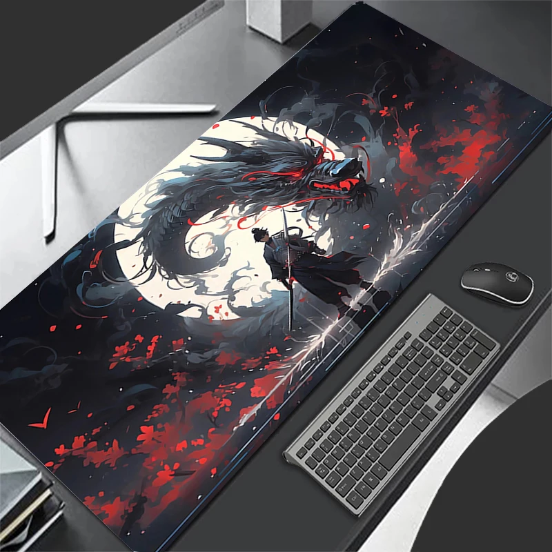 Mouse Pad Gaming Moon Samurai Pc Accessories Laptop Computer Speed Mini Pc Gamer Keyboard Desk Mat Big 100x50 Mousepad Gift