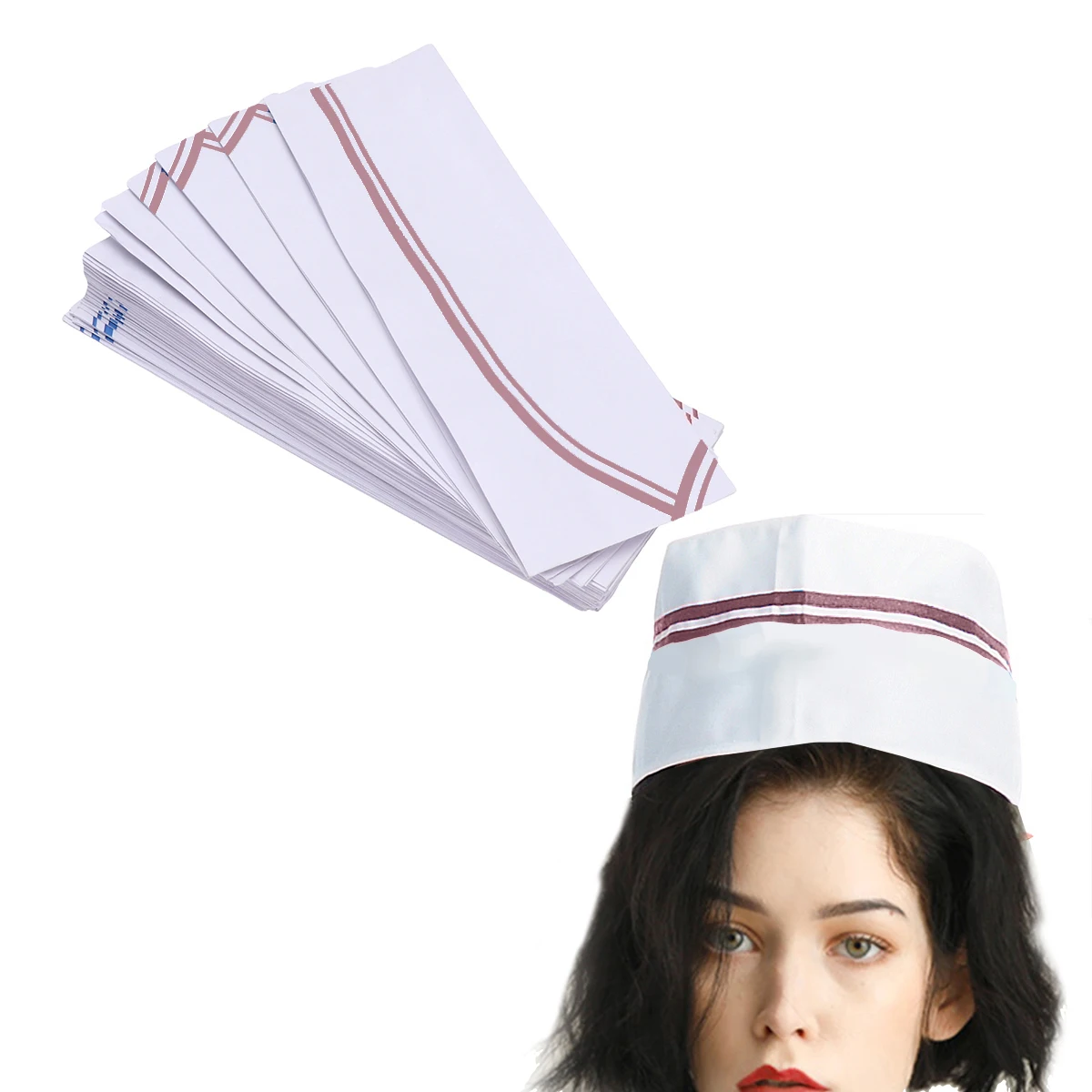 

50Pcs Paper Chef Hats Lightweight Disposable One Size Fits Most Soft Skin Friendly Comfortable for Cooking Catering Baking