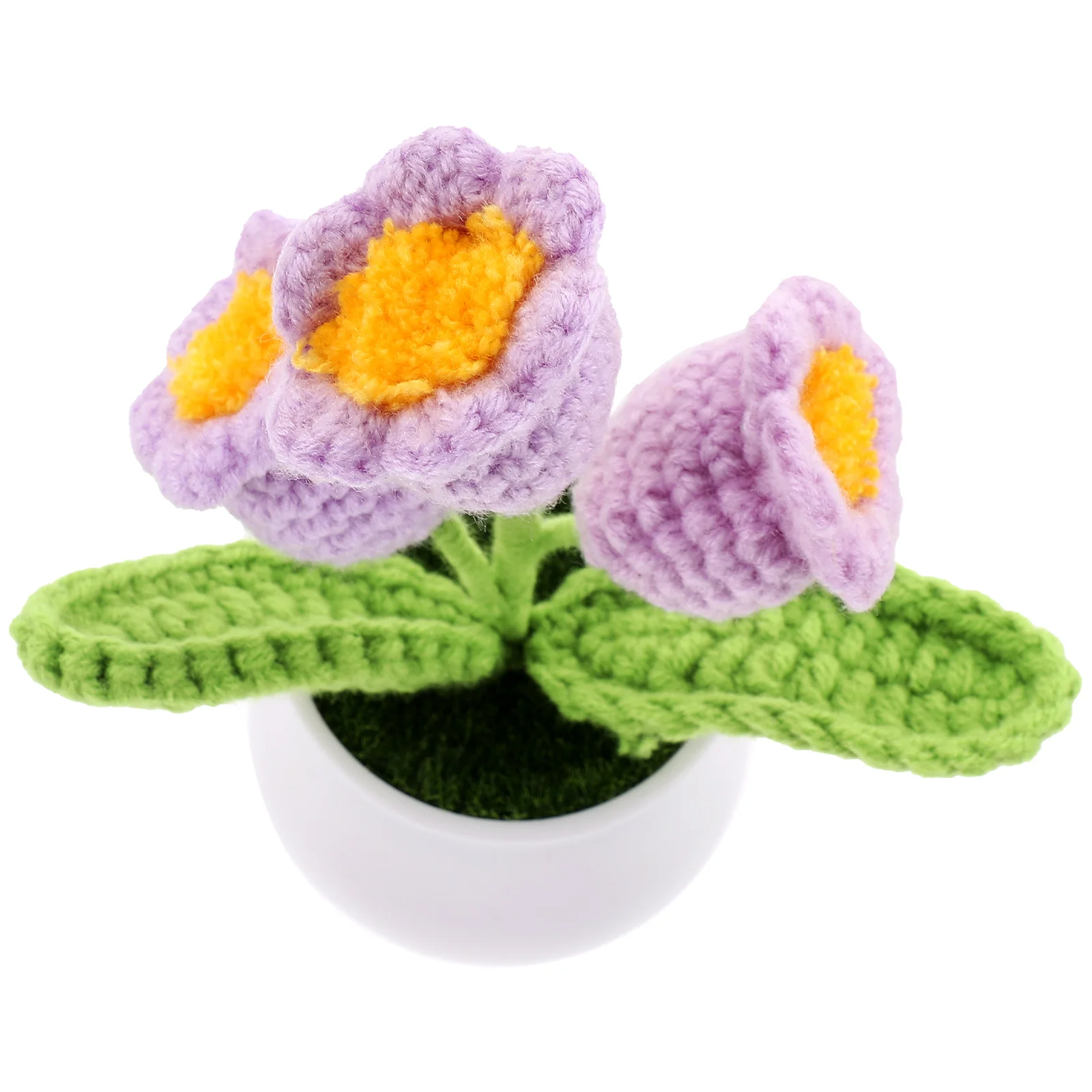 

Lily of The Valley Flower Pot Plant Knitted Crochet Decor Artificial Handmade Plants for Home Office Desk Bedroom Room