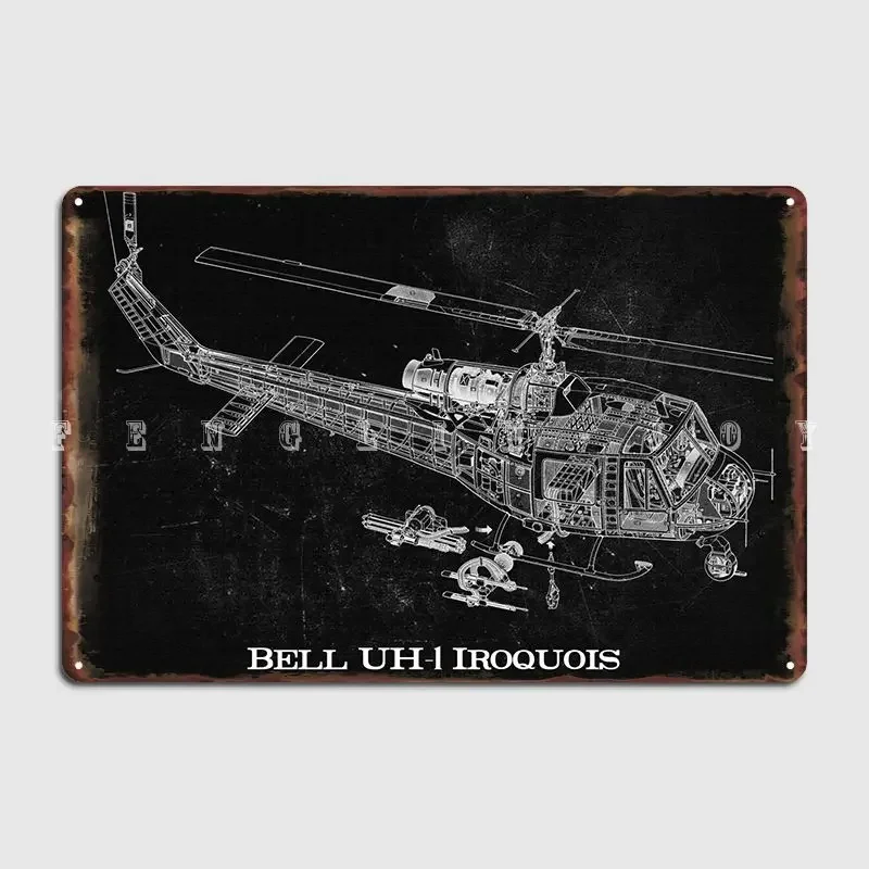 Bell Uh1 Iroquois Metal Sign Wall Decor Printing Cinema Living Room Club Bar Tin Sign Poster