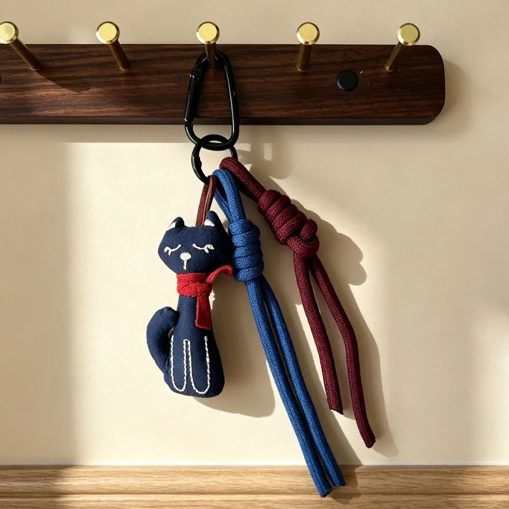 Cartoon Animal Keychain Doll Charm Rabbit Cat Bear Horse Chicken Duck Lanyard Charm Ligth Weight Cloth Keyring Pendant