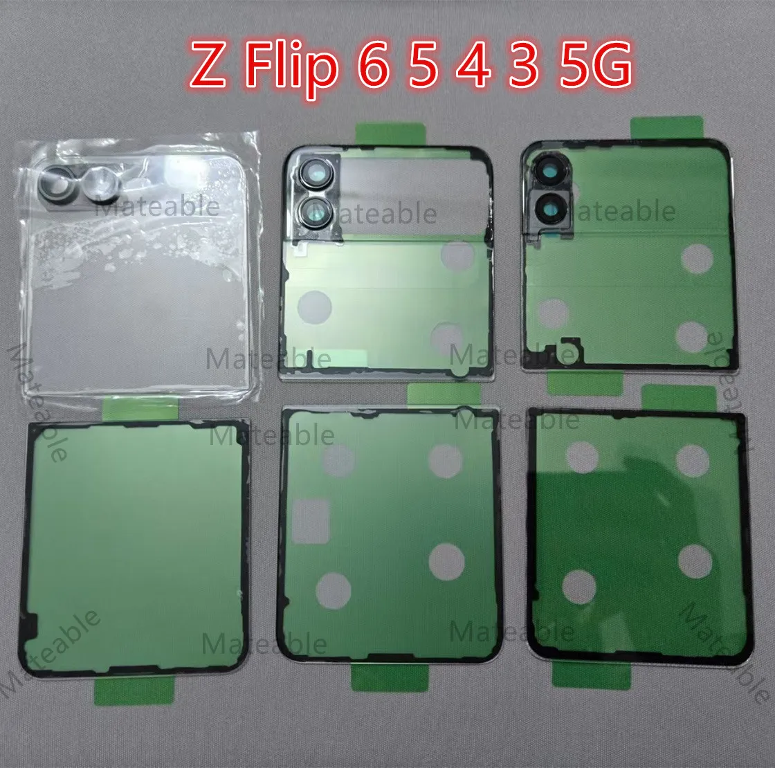 F741 F731 F721 Housing For Samsung Galaxy Z Flip 6 5 4 3 5G Transparent Battery Back Cover Repair Door Rear Case + Camera Lens