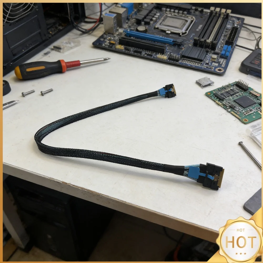 PCIe To SlimSAS Riser 24Gb/s Transfer GPU Expansion Card Heat Dissipation Design Anti-Interference SAS Cable for External GPU