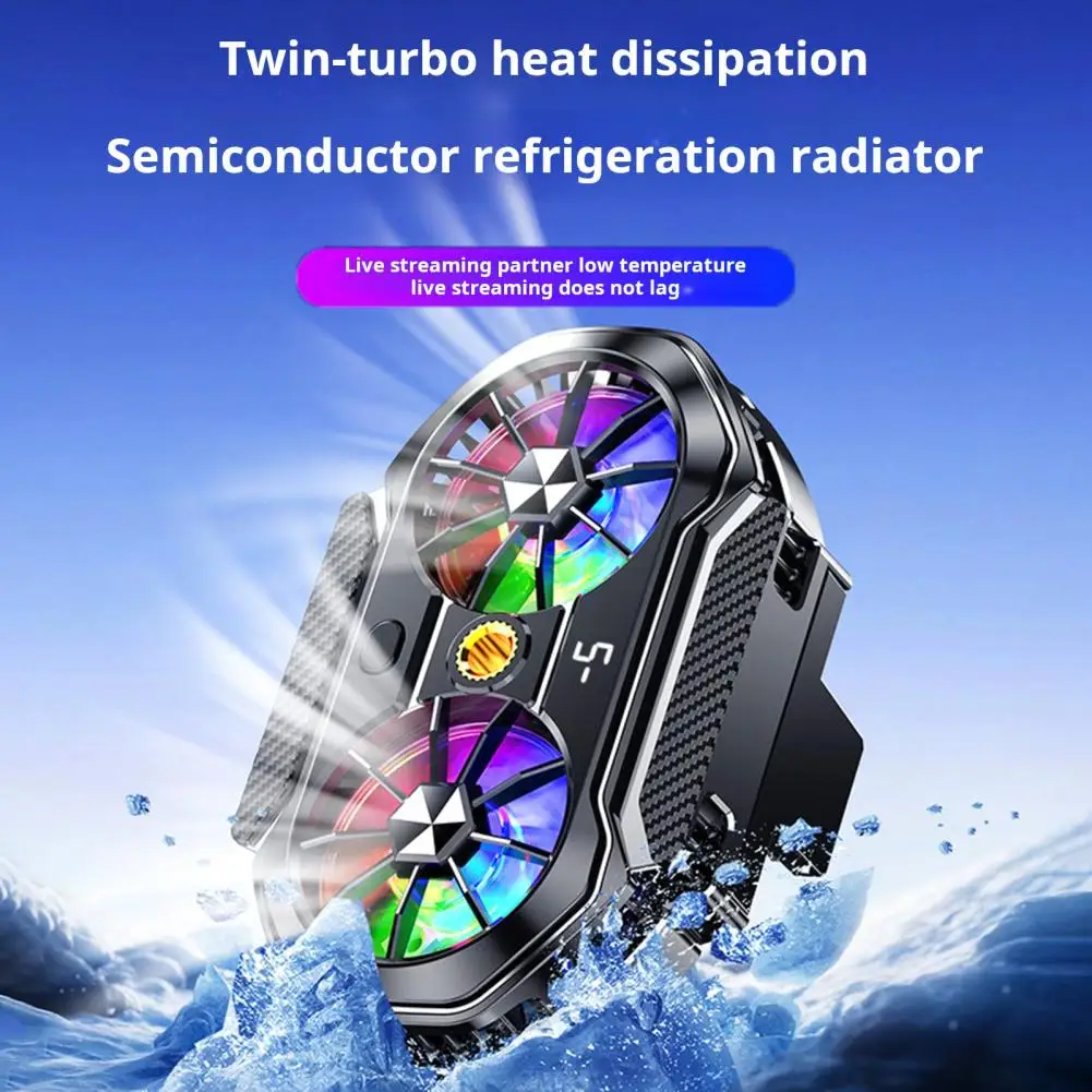 Mobile Phone Radiator Cooling Fan Live Streaming Phone Cooler Adjustable Digital Display Mobile Phone Heatsink Cellphone Cooler