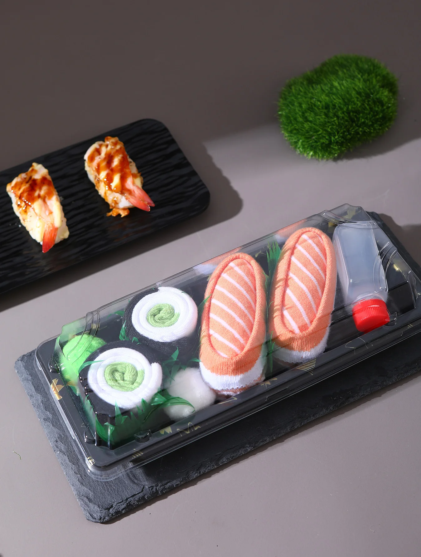 2 pairs of novelty and interesting salmon sushi socks gift box Christmas season style