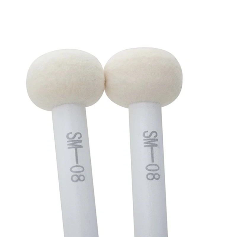 1 Pair Head Drum Sticks White Timpani Drumsticks Practice Playing Double-Head Drum Hammer