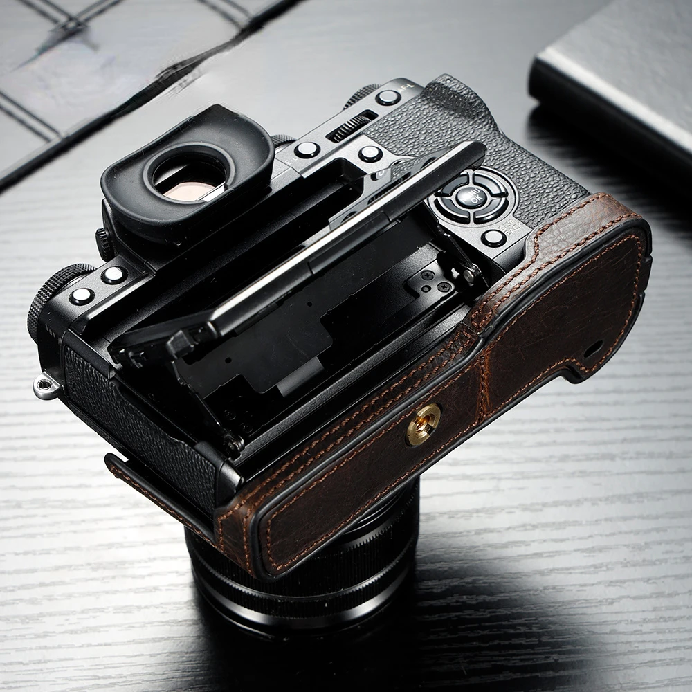 후지 필름 XT2 XT3 카메라 바디 슈트용, 정품 가죽 카메라 케이스 핸들 하프 백
