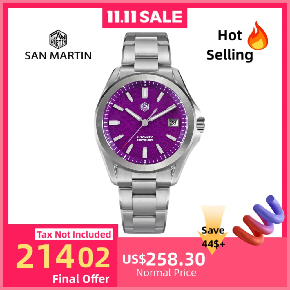 

San Martin 39 мм Мужские деловые часы с автоподзаводом Механические 3H Дата Новые на Fly Регулируемая застежка BGW-X1 Lume Hombre Reloj SN0129C-2/3