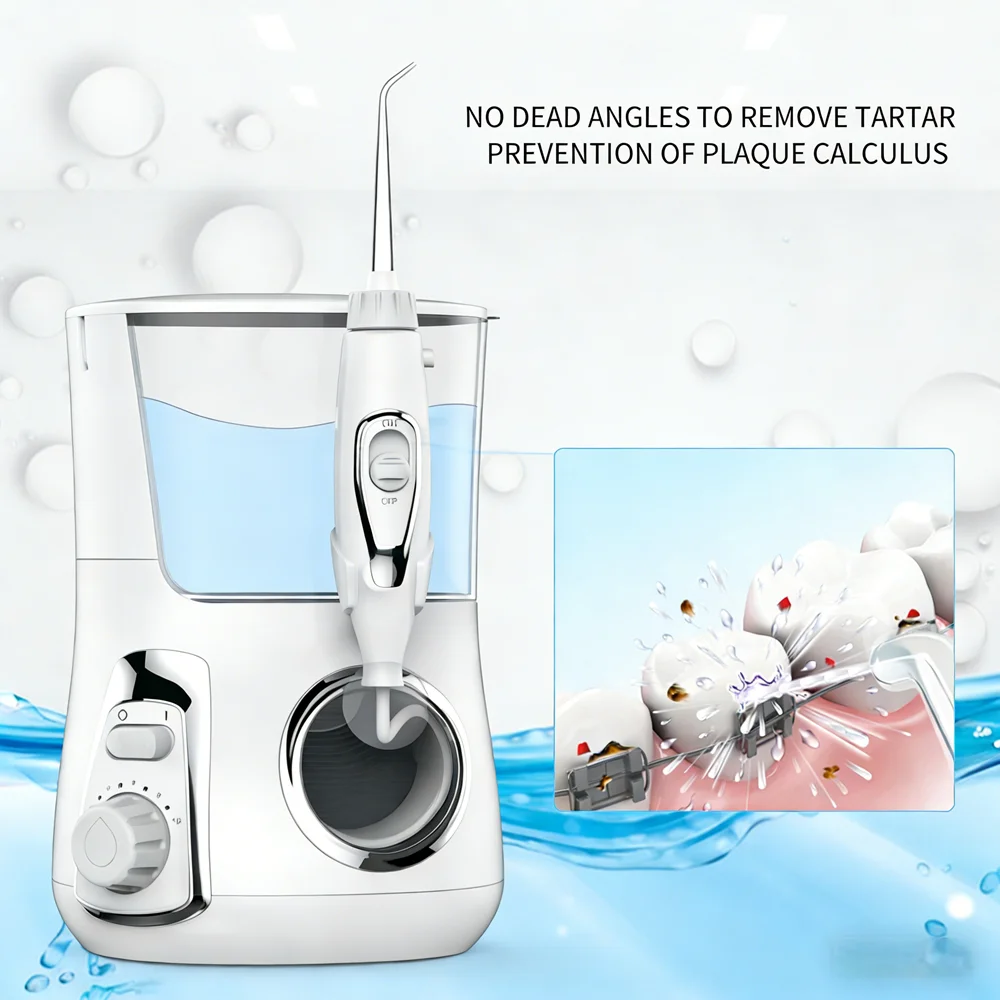 

Professional Home Teeth Cleaning Device, 5 Nozzles Electric Desktop Water Flosser, Dental Oral Irrigator for Spa-Like Care