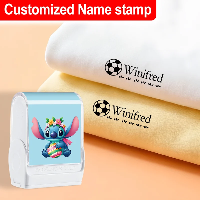 Custom Name Stamp With Disney Stitch Theme, Reusable Self Inking Seal for School Supplies & Personal Items Identification