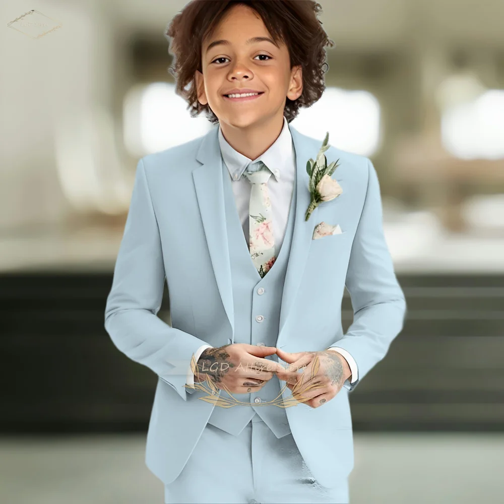 Boys' Violet Wedding Suit 3-Piece Set, Stylish and Elegant Slim Fit, Customizable Size Children's Suit (Jacket + Vest + Pants) image 3