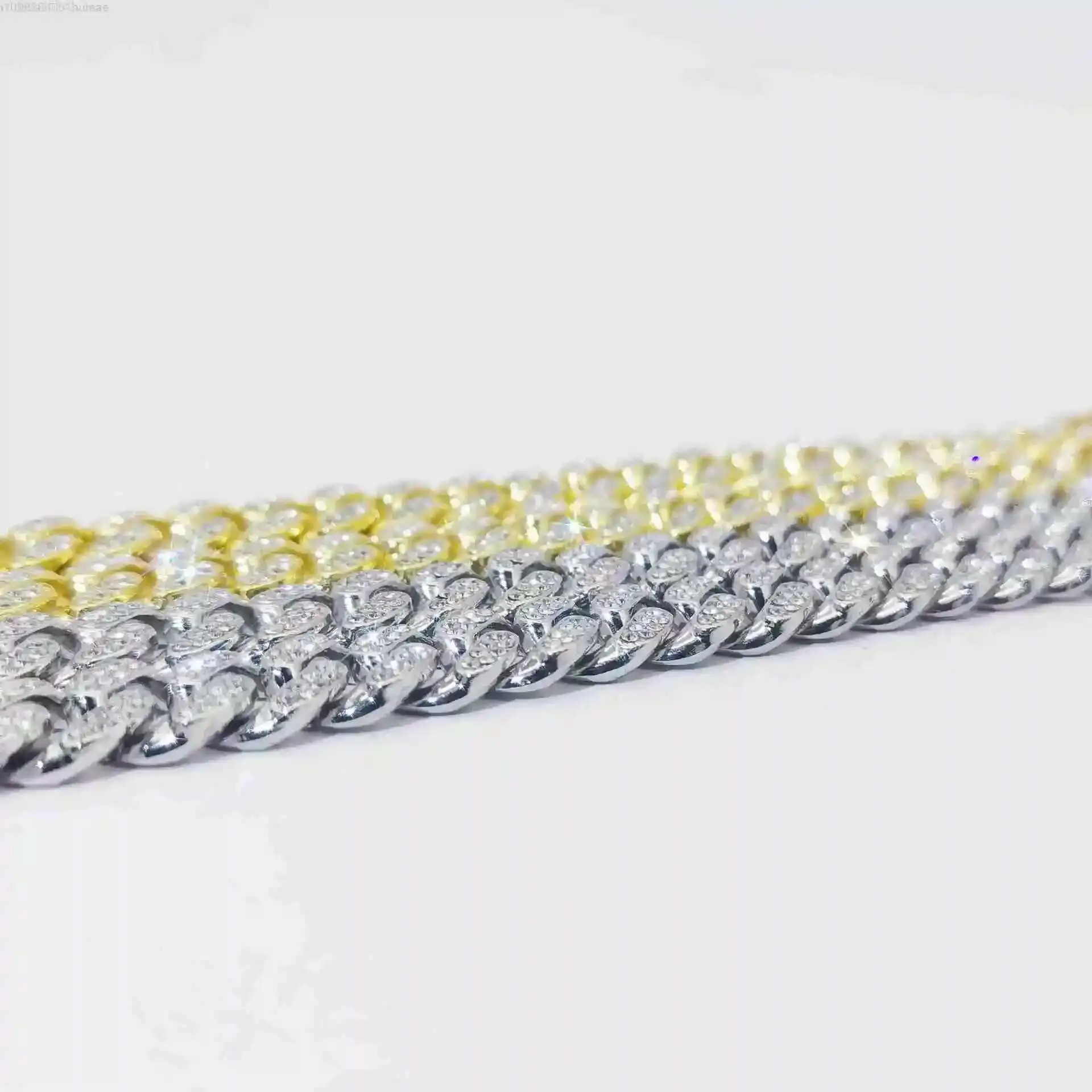 

Мужская позолоченная кубинская цепочка с муассанитовой цепочкой 13 мм, цепочка с бриллиантами Iced Out, ожерелье в стиле хип-хоп, браслет