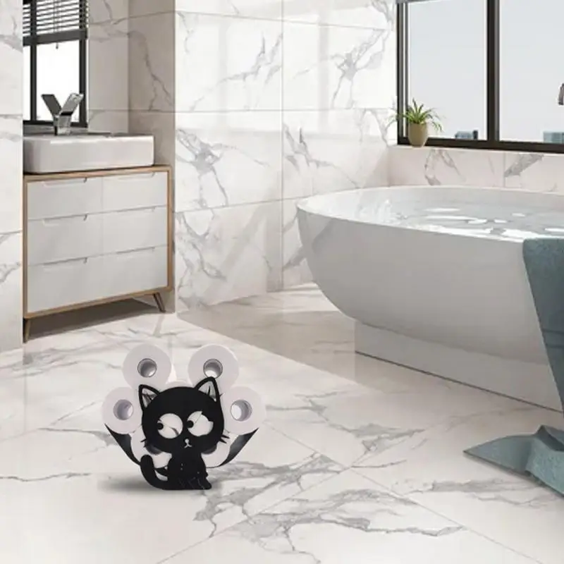 

Toilet Paper Holder Stand Toilet Roll Holder Stand Creative Cat Shape Metal Organizer For Powder Room Guest Bath Beach House