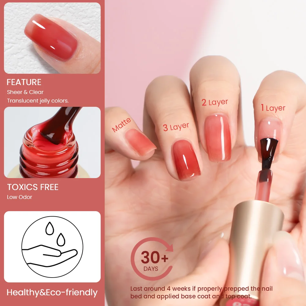 MAYCHAO 12ml Translucent Jelly Gel Nail Polish Nude Pink All For Manicure Semi Permanent Soak Off UV LED Gel Nail Art Varnish