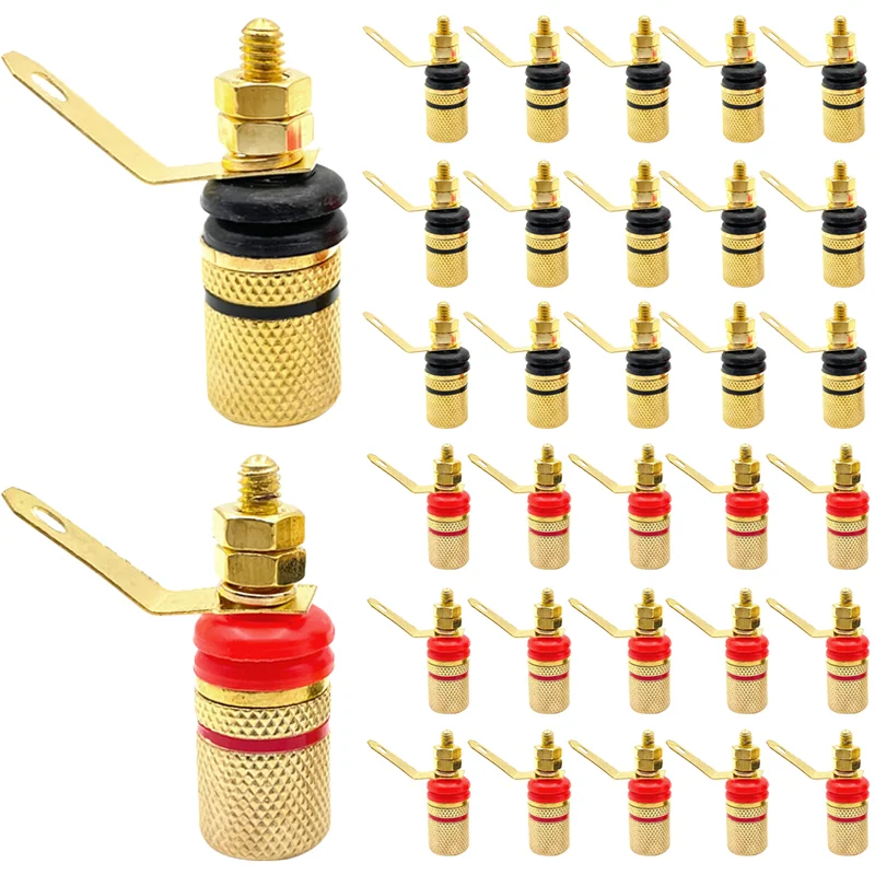 20Pcs 4MM Banana Plug Socket Gold-plated Binding Post Speaker Terminal Audio Terminal Connector