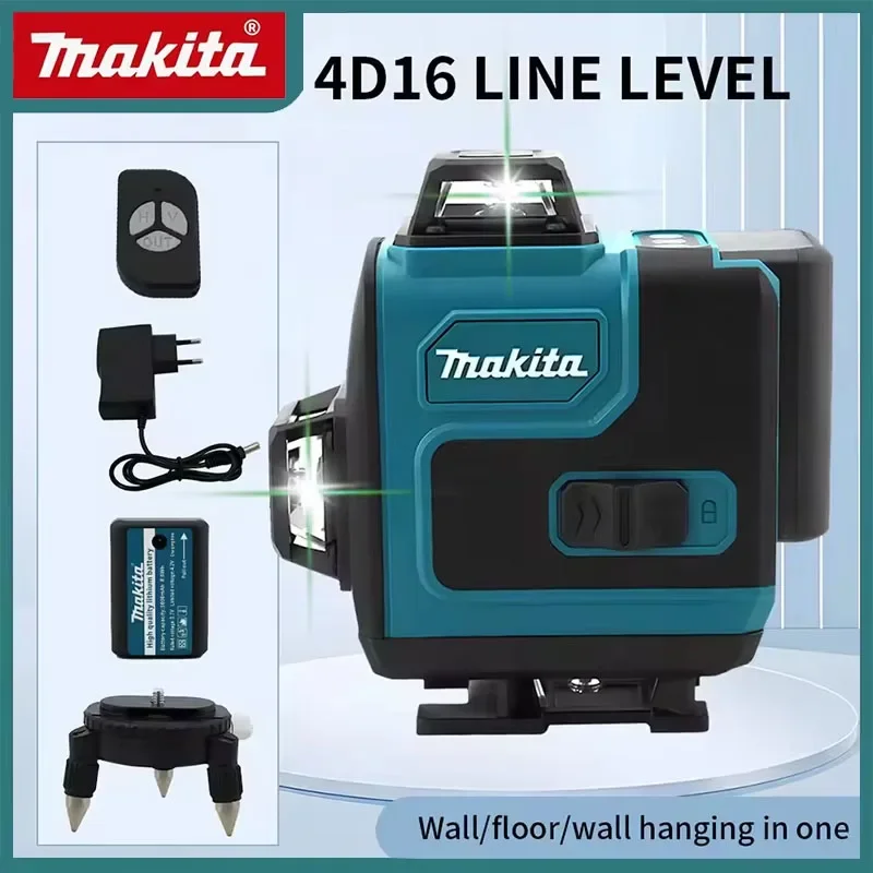 Makita High-Precision 16-Line 360 Horizontal Vertical Cross Level Green Light Laser High-Precision Wall-Mounted Portable Tool