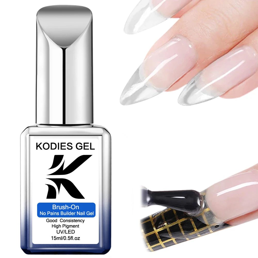 KODIES GEL Clear Builder Nail Gel Polish Brush On Construction Gel Extension Semi permanente UV/LED Crystal Building Gel vernice