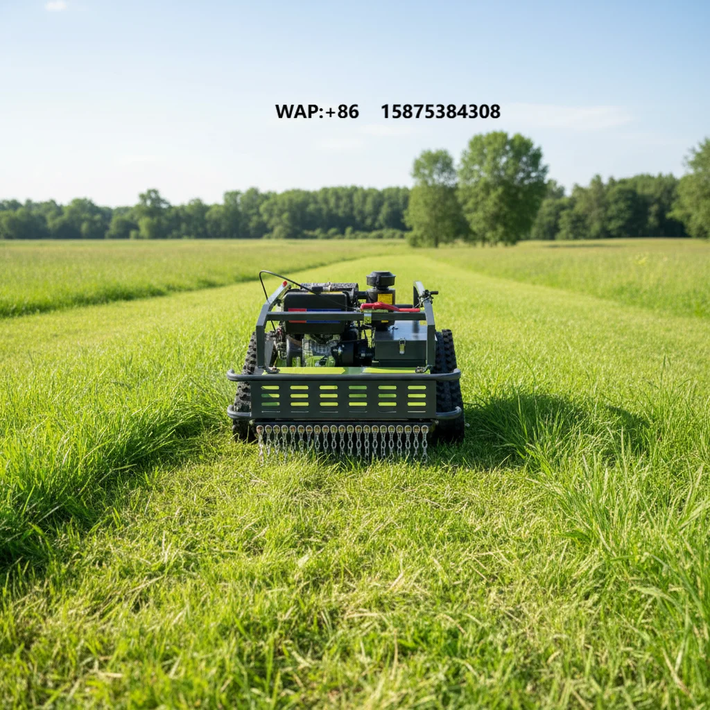 24V Remote Control Crawler Lawn Mower for Garden Backyard and Small Farm Grass Cutting
