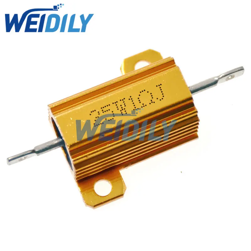 2PCS RX24 25W Aluminum Power Metal Shell Case Wirewound Resistor 0.01 ~ 30K 0.05 0.1 0.5 1 2 3 5 6 8 10 20 100 150 200 1K ohm