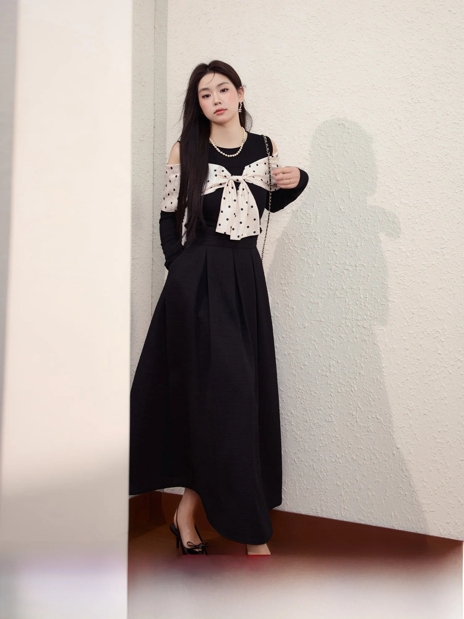 

Blue Language plus Size Women's Faion Set with Knot oulder Bridesmaid Long Sve Slimming f-length Skirt