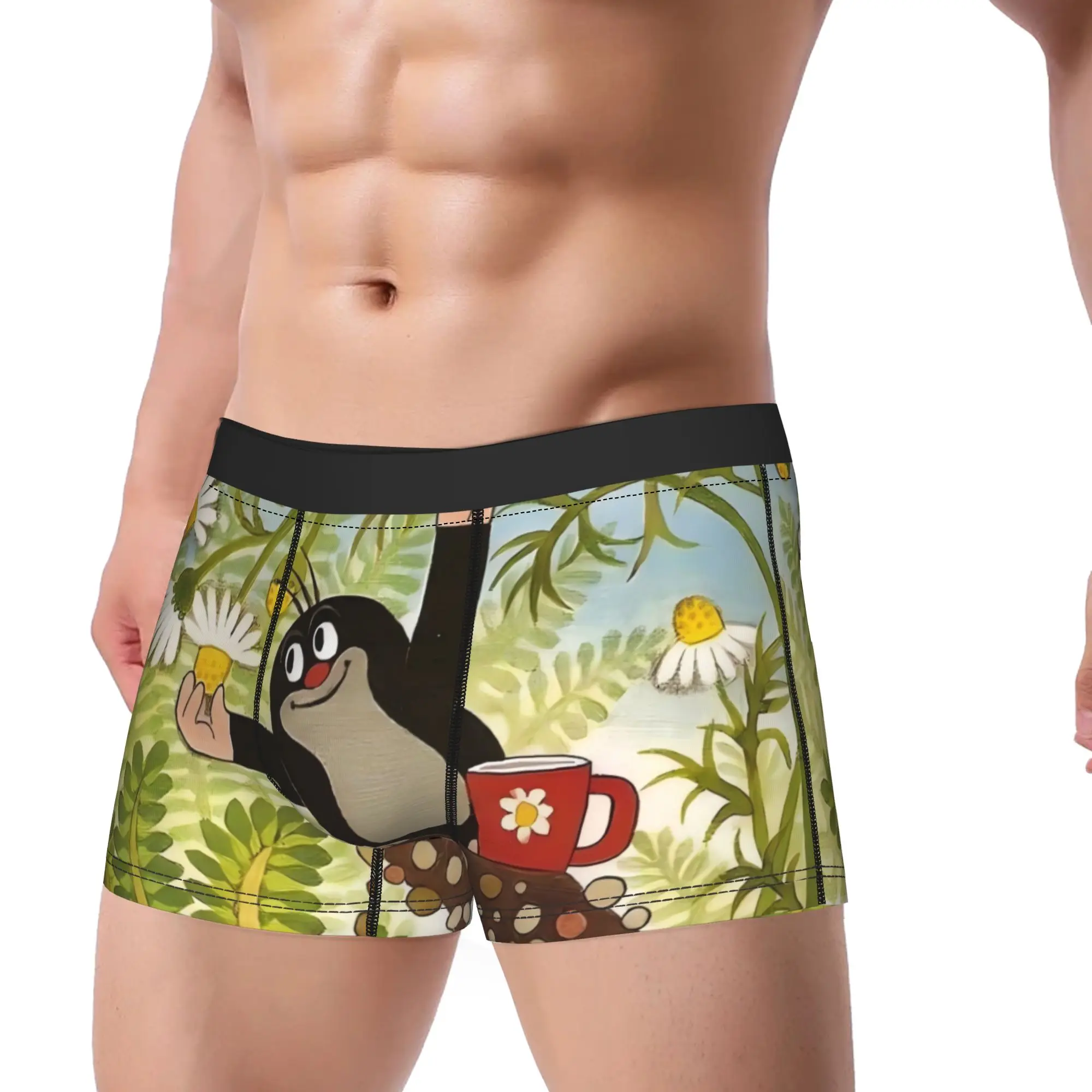 Little Mole Underpants Breathbale Panties Men's Underwear Little Mole Print Shorts Boxer Briefs