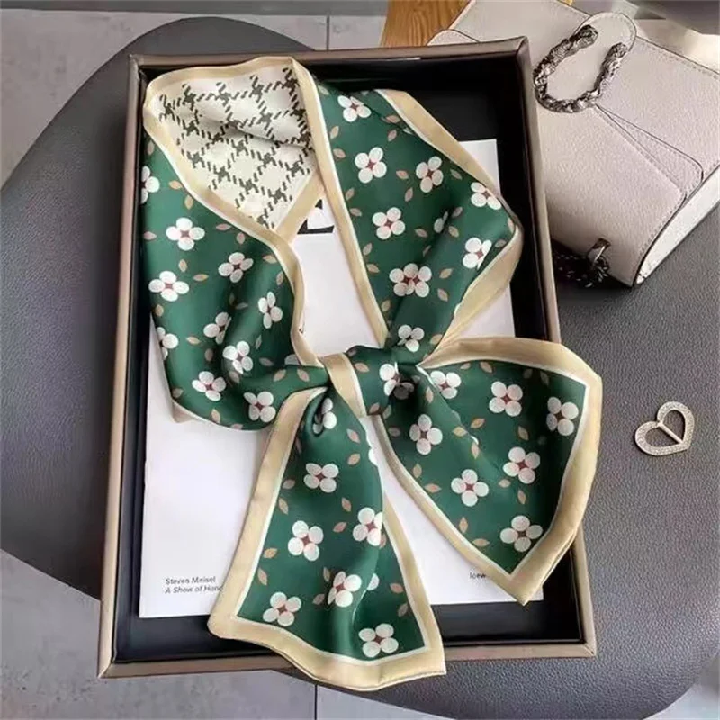 

Модный женский роскошный принт, шелковая лента, женский платок, повязка на голову с цветочным принтом, шейный костюм, шарф, повязка для волос, платок, шейный платок, аксессуары