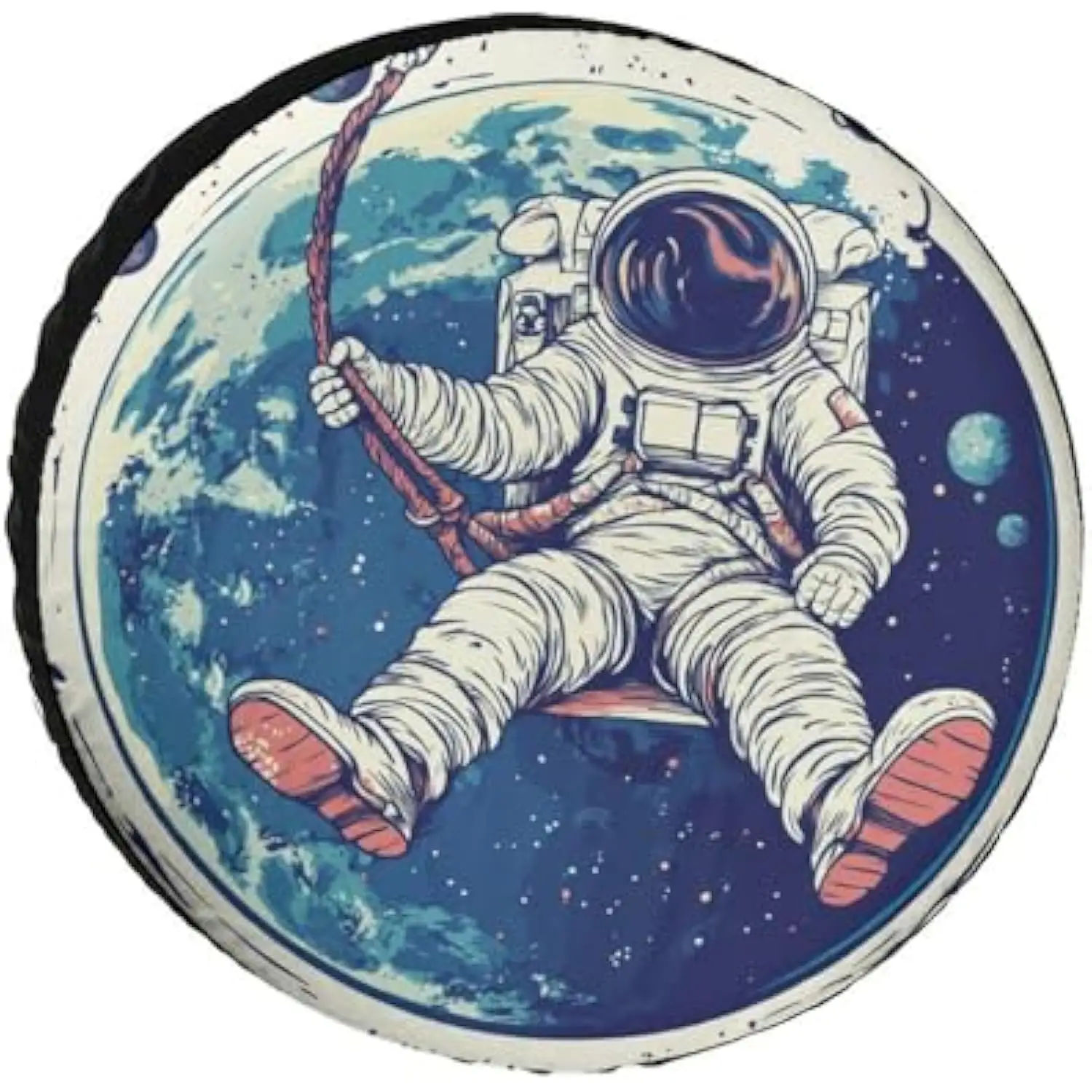 

Астронавт, качающийся на планету, чехол для запасного колеса, водонепроницаемая защита колеса прицепа для автофургона, космическое искусство