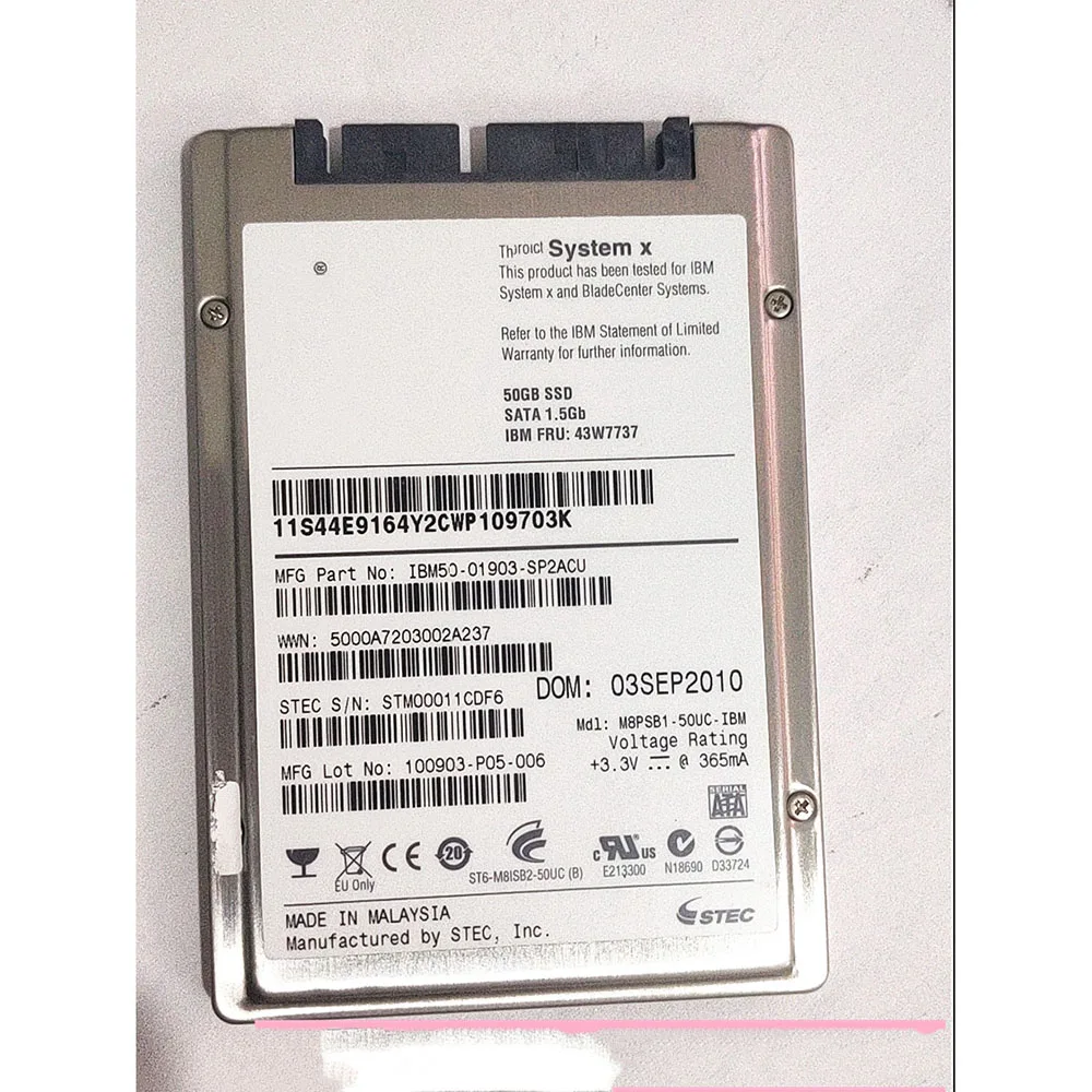 100GB para IBM System X 00W1120 00W1121 00W1124 SATA 6,0 Gb disco de estado sólido de 2,5 pulgadas